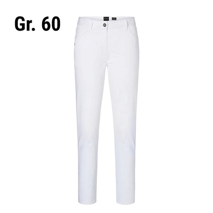 KARLOWSKY | Men’s 5‑Pocket Work Trousers Classic‑Stretch – White - Size 60 - Organic Cotton