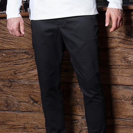 KARLOWSKY | Men's Chef Stretch Chino Trousers – Black - Size 48 - Slim Fit