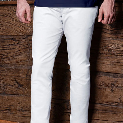 KARLOWSKY | Men's Chef Stretch Chino Trousers – White - Size 56 - Slim Fit