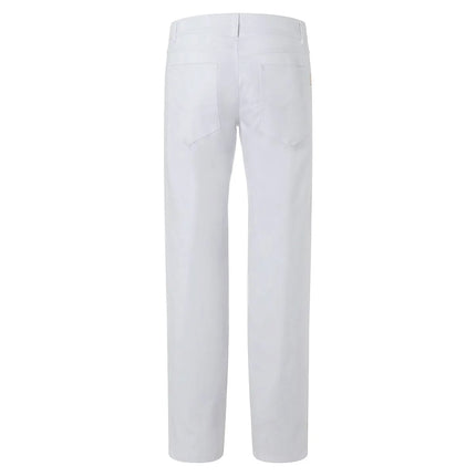 KARLOWSKY | Men's Chef Work Trousers Manolo 5-Pocket Stretch – White - Size 46