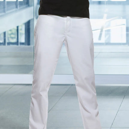 KARLOWSKY | Men's Chef Work Trousers Manolo 5-Pocket Stretch – White - Size 60
