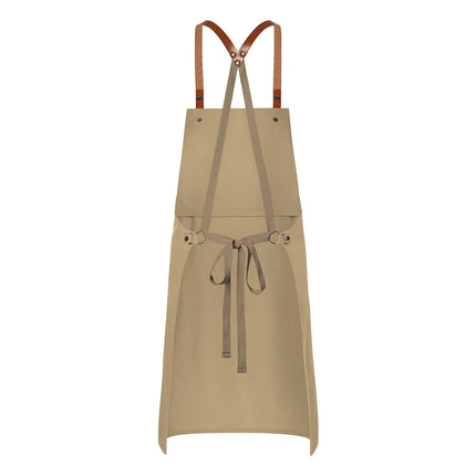 KARLOWSKY | Recycled Bib Apron Green Generation Cross-Back Leather Straps – Pebble Grey - 70x85 cm