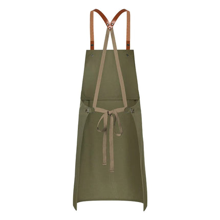 KARLOWSKY | Recycled Bib Apron Green Generation Cross-Back Leather Straps – Moss Green - 70x85 cm