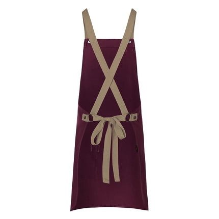 KARLOWSKY | Urban Twill Cross Back Bib Apron – Aubergine - 700×850 mm