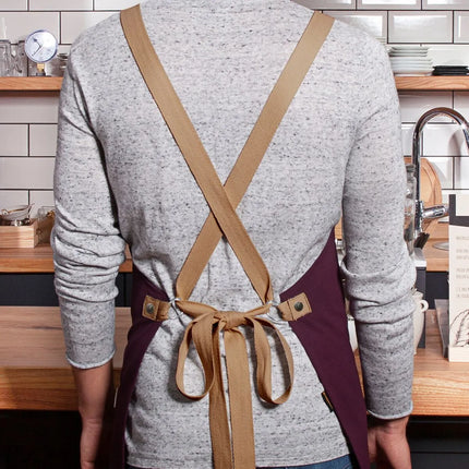 KARLOWSKY | Urban Twill Cross Back Bib Apron – Aubergine - 700×850 mm
