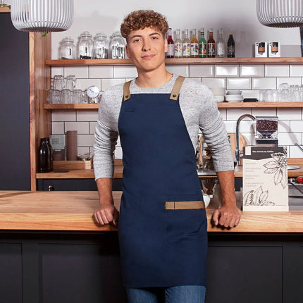 KARLOWSKY | Urban Twill Cross Back Bib Apron – Steel Blue - 700×850 mm