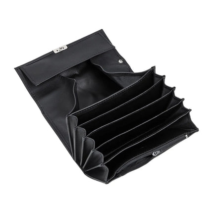 KARLOWSKY | Waiter Wallet – Leather - Black - 18.2 × 12.5 cm - 6 Note Pockets - Integrated Chain & Carabiner