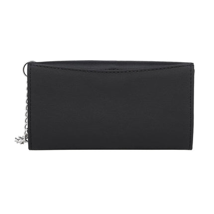 KARLOWSKY | Waiter Wallet – Leather - Black - 18.2 × 12.5 cm - 6 Note Pockets - Integrated Chain & Carabiner