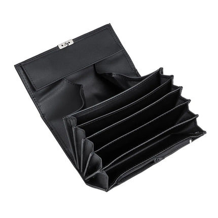KARLOWSKY | Waiter Wallet – Synthetic - Black - 18.2 × 10 cm - 5 Note Pockets - Coin Pocket - 3‑Stage Metal Closure - Printable
