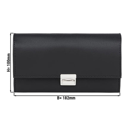 KARLOWSKY | Waiter Wallet – Synthetic - Black - 18.2 × 10 cm - 5 Note Pockets - Coin Pocket - 3‑Stage Metal Closure - Printable