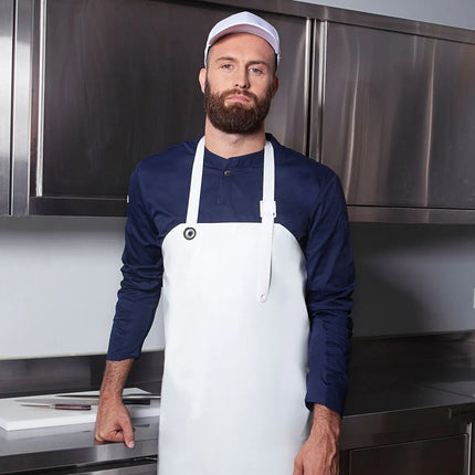 KARLOWSKY | Water-proof PU bib apron – White - 900x1150 mm - Food-safe