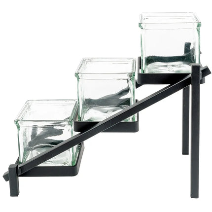 Kệ Hũ Gia Vị Cà Phê/Trà Cal-Mil 1149-13 Hình Chữ Nhật 3 Ngăn - Trong/Đen