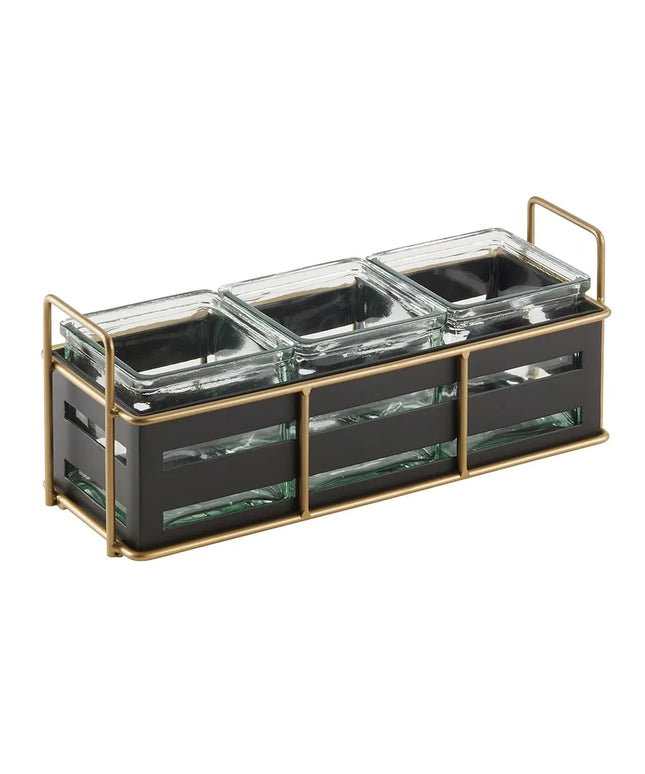 Kệ Hũ Gia Vị Cà Phê/Trà Cal-Mil 22091-90 Hình Chữ Nhật 3 Ngăn - Trong/Đen