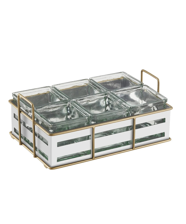 Kệ Hũ Gia Vị Cà Phê/Trà Cal-Mil 22092-15 Hình Chữ Nhật 6 Ngăn - Trong Suốt/Trắng
