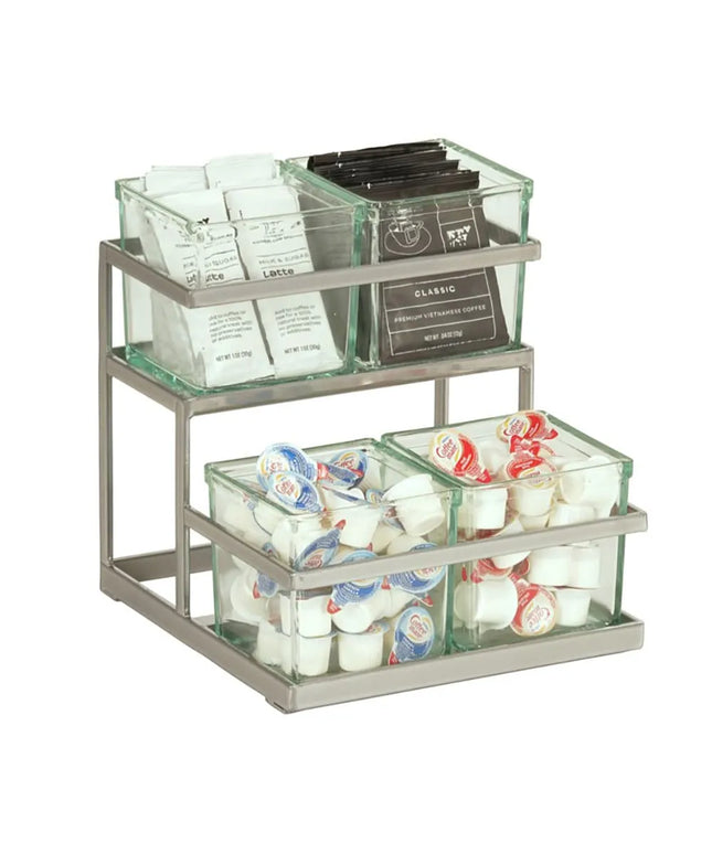 Kệ Hũ Gia Vị Cà Phê/Trà Cal-Mil 3604-39 Hình Chữ Nhật 4 Ngăn - Trong Suốt/Bạc