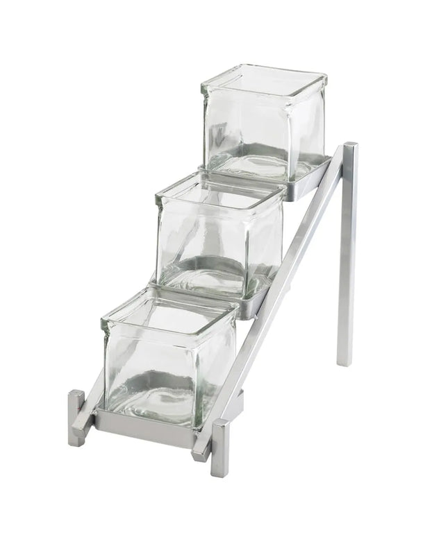 Kệ Trưng Bày Hũ Cà Phê/Trà 3 Ngăn Chữ Nhật Cal-Mil 1149-74 - Trong Suốt/Bạc