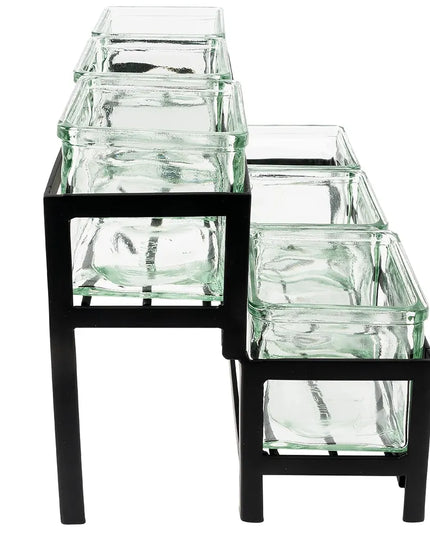 Kệ Trưng Bày Hũ Cà Phê/Trà 6 Ngăn Chữ Nhật Cal-Mil 172313 - Trong Suốt/Đen