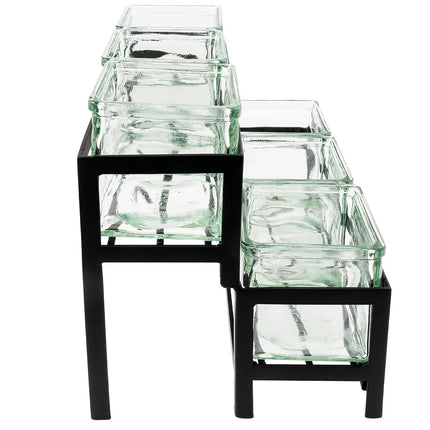 Kệ Trưng Bày Hũ Cà Phê/Trà 6 Ngăn Chữ Nhật Cal-Mil 172313 - Trong Suốt/Đen