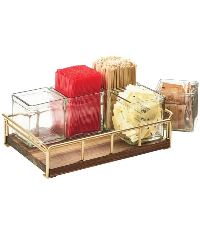 Kệ Trưng Bày Hũ Cà Phê/Trà 6 Ngăn Chữ Nhật Cal-Mil 3713-46 - Trong Suốt/Nâu