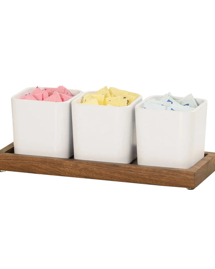 Kệ Trưng Bày Hũ Gia Vị Cà Phê/Trà Cal-Mil 23206-78 3 Ngăn Chữ Nhật - Trắng/Gỗ Óc Chó