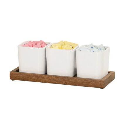 Kệ Trưng Bày Hũ Gia Vị Cà Phê/Trà Cal-Mil 23206-78 3 Ngăn Chữ Nhật - Trắng/Gỗ Óc Chó