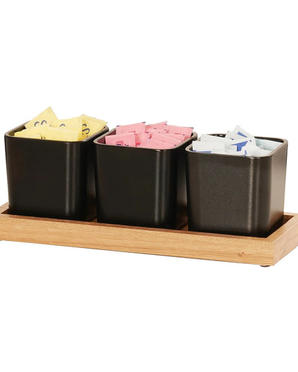 Kệ Trưng Bày Hũ Gia Vị Cà Phê/Trà Cal-Mil 23207-21 3 Ngăn Chữ Nhật - Đen/Gỗ Sồi