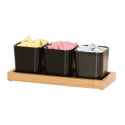 Kệ Trưng Bày Hũ Gia Vị Cà Phê/Trà Cal-Mil 23207-21 3 Ngăn Chữ Nhật - Đen/Gỗ Sồi