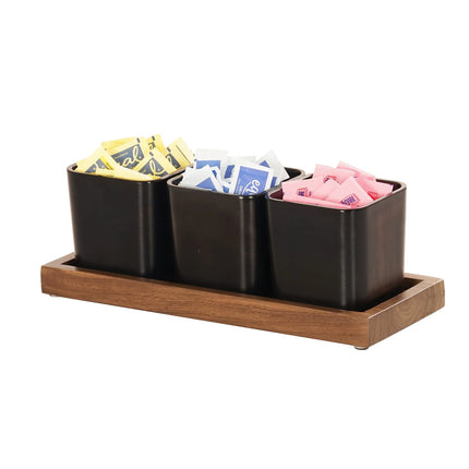 Kệ Trưng Bày Hũ Gia Vị Cà Phê/Trà Cal-Mil 23207-78 3 Ngăn Chữ Nhật - Đen/Gỗ Óc Chó