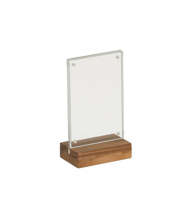 Kẹp Thực Đơn Để Bàn Cal-Mil 23185-46-78 10.2 x 16.5 cm Acrylic Gỗ Walnut