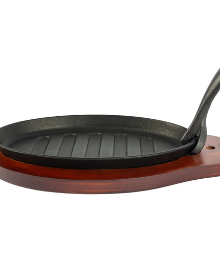 Khay Bít Tết Oval Gang Winco ISP-3, Đế Gỗ Tay Cầm Bảo Vệ