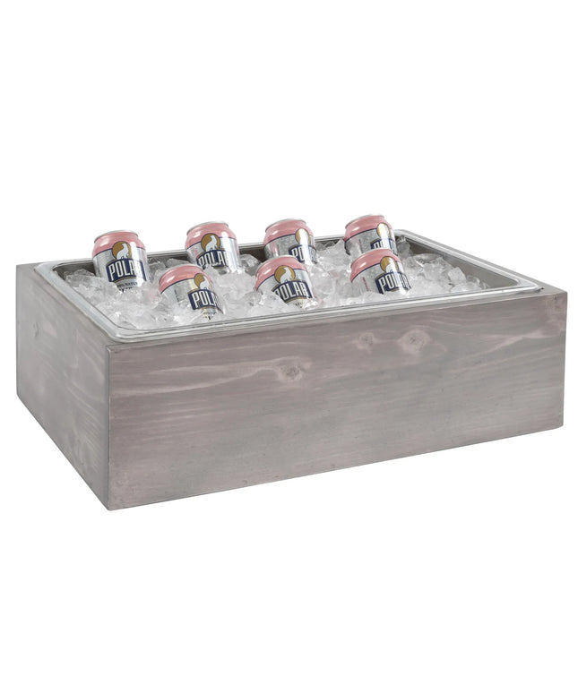Khay Đựng Đá Chữ Nhật Cal-Mil 3360-12-110 Kèm Khay Đá Trong - 54.6 cm x 31.8 cm x 15.2 cm, Gỗ Thông, Màu Gray Wash