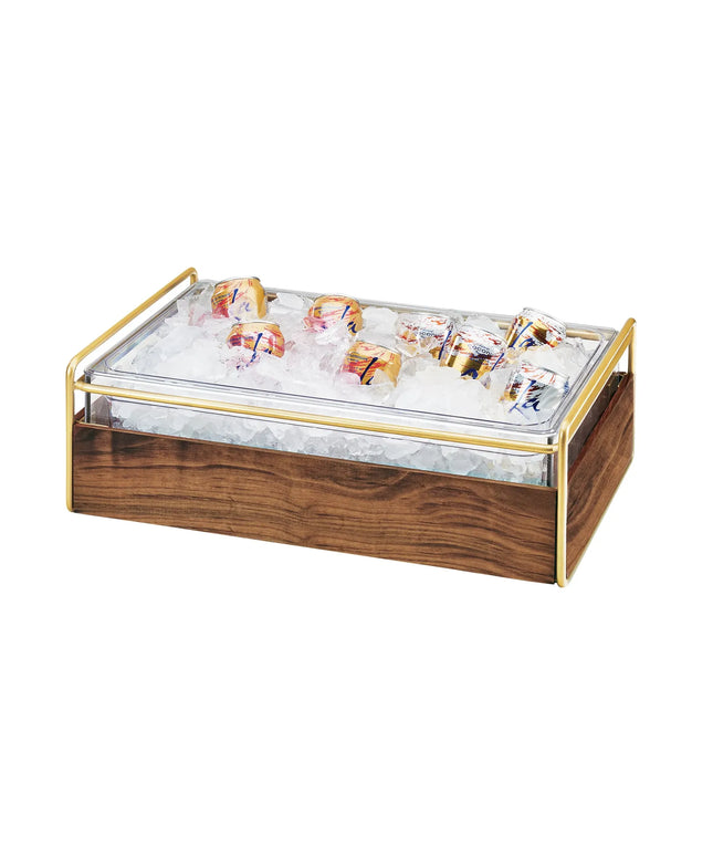 Khay Đựng Đá Chữ Nhật Cal-Mil 3702-12-46 - 55.2 cm x 34.3 cm x 18.4 cm, Khung Gỗ/Đồng Thau