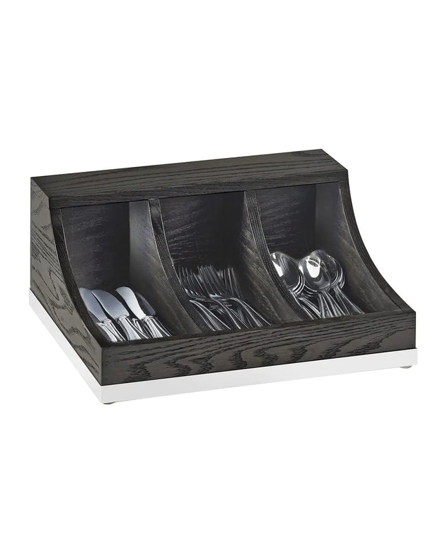 Khay Đựng Dao Muỗng Nĩa 3 Ngăn Cal-Mil 3802-87 34.9 cm x 29.2 cm, Gỗ Sồi, Xám Đậm