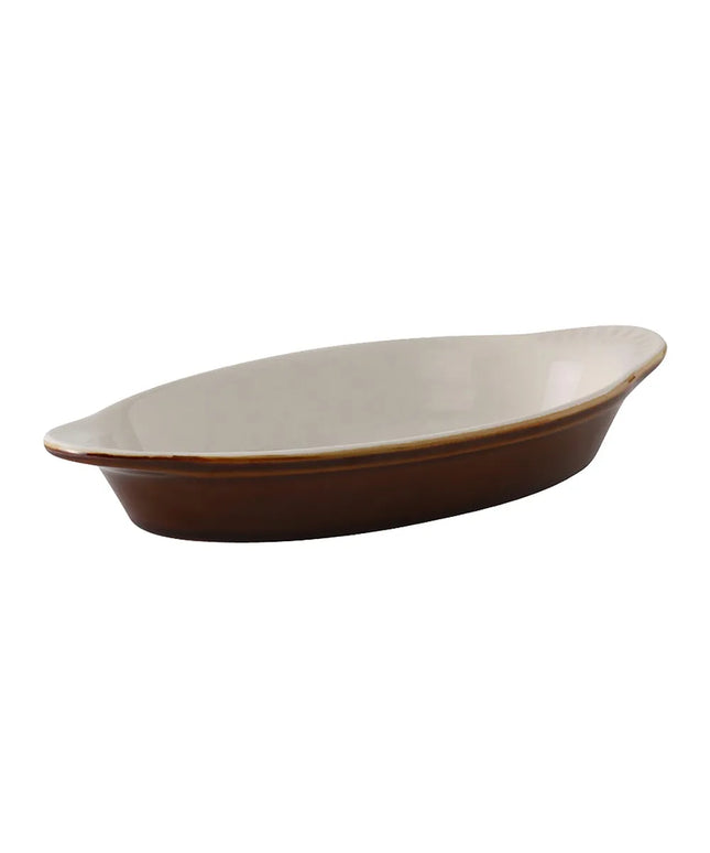 Khay Nướng Welsh Rarebit Tuxton B1N-120 Hình Oval 355 ml - Gốm DuraTux®© Màu Caramel/Eggshell