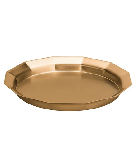 Khay Phục Vụ Tròn Service Ideas TRPN119RIBSVG 27.9 cm, Inox, Vàng Cổ Điển