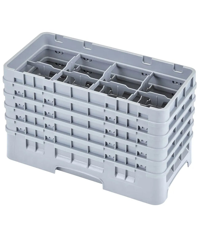 Khay Rửa Ly Camrack Cambro 8HS958151 Nửa Khay, 5 Thanh Nối, 8 Ngăn, Màu Xám Nhạt