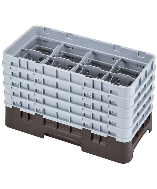 Khay Rửa Ly Camrack Cambro 8HS958167 Nửa Khay, 5 Thanh Nối, 8 Ngăn, Màu Nâu