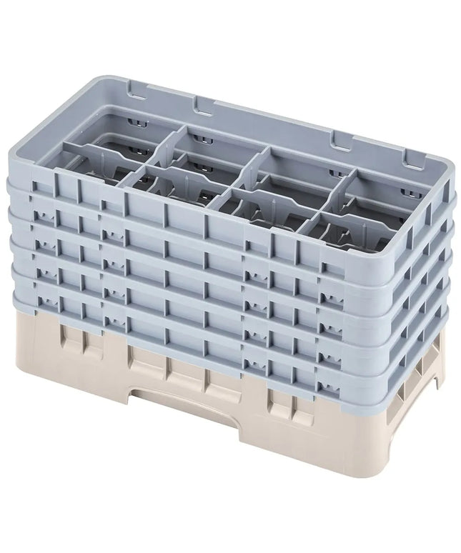 Khay Rửa Ly Camrack Cambro 8HS958184 Nửa Khay, 5 Thanh Nối, 8 Ngăn, Màu Be
