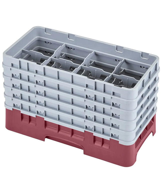 Khay Rửa Ly Camrack Cambro 8HS958416 Nửa Khay, 5 Thanh Nối, 8 Ngăn, Màu Đỏ Cranberry