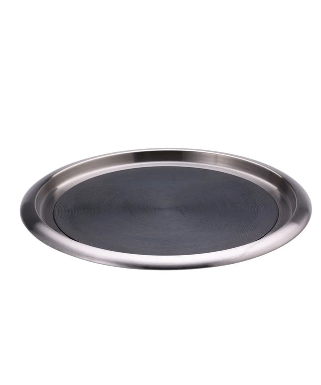 Khay Tròn Chống Trượt Service Ideas TR1614SR 40.6 cm Thép Không Gỉ Bề Mặt Mờ Đệm Cao Su Đen
