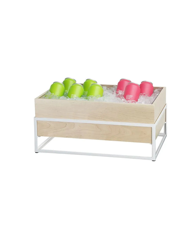 Khung Đá Chữ Nhật Cal-Mil 22362-12-15 Khay Gỗ Maple 51.4 cm Dài x 31.8 cm Rộng x 23.5 cm Cao, Khung Kim Loại Trắng