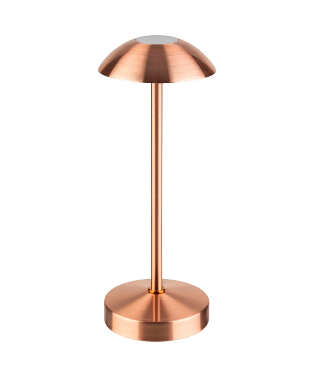LED Table Lamp - GGM Gastro ALVA MICRO - Rechargeable - Cordless - 3-step dimmable - Ø80mm - Copper - with Charging Dock