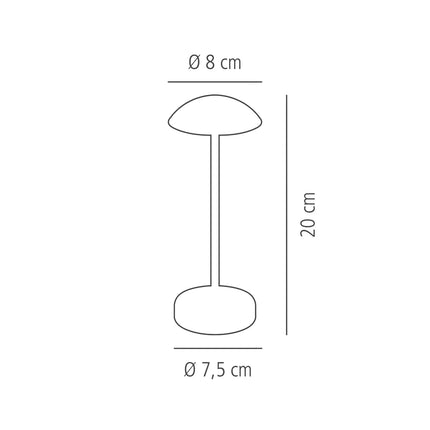 LED Table Lamp - GGM Gastro ALVA MICRO - Rechargeable - Cordless - 3-step dimmable - Ø80mm - Black - with Charging Dock