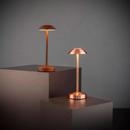 LED Table Lamp - GGM Gastro ALVA MICRO - Rechargeable - Cordless - 3-step dimmable - Ø80mm - Copper - with Charging Dock
