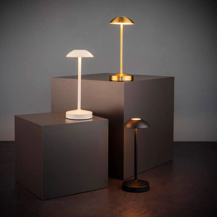 LED Table Lamp - GGM Gastro ALVA MICRO - Rechargeable - Cordless - 3-step dimmable - Ø80mm - Whisper White - with Charging Dock