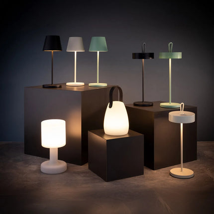 LED Table Lamp - GGM Gastro CLEO MINI - Rechargeable - Cordless - 3-step dimmable - Ø120mm - Mint - with Charging Dock