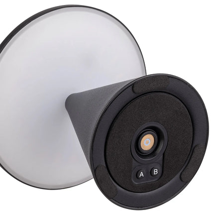 LED Table Lamp - GGM Gastro CONE MINI - Rechargeable - Cordless - 3-step dimmable - Ø130mm - Black - with Charging Dock