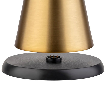 LED Table Lamp - GGM Gastro CONE - Rechargeable - Cordless - 3-step dimmable - Ø130mm - Gold - with Charging Dock