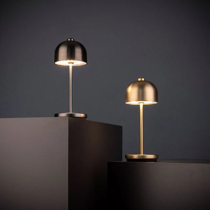 LED Table Lamp - GGM Gastro JOSEF MINI - Rechargeable - Cordless - 3-step dimmable - Ø80mm - Champagne - with Charging Dock