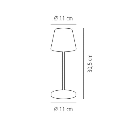LED Table Lamp - GGM Gastro MERLE MINI - Rechargeable - Cordless - 3-step dimmable - Ø110mm - Grid - with Charging Dock